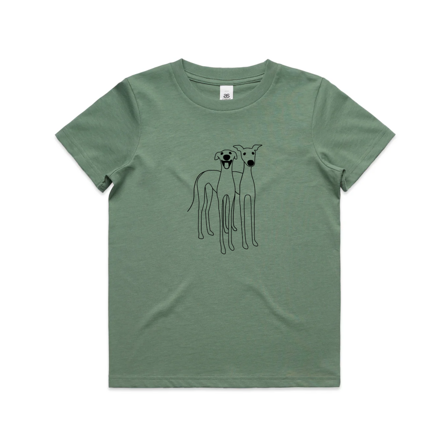 AS Colour Youth Staple Kids T-Shirt (8 to 16 years) 2 Cute Greyhounds