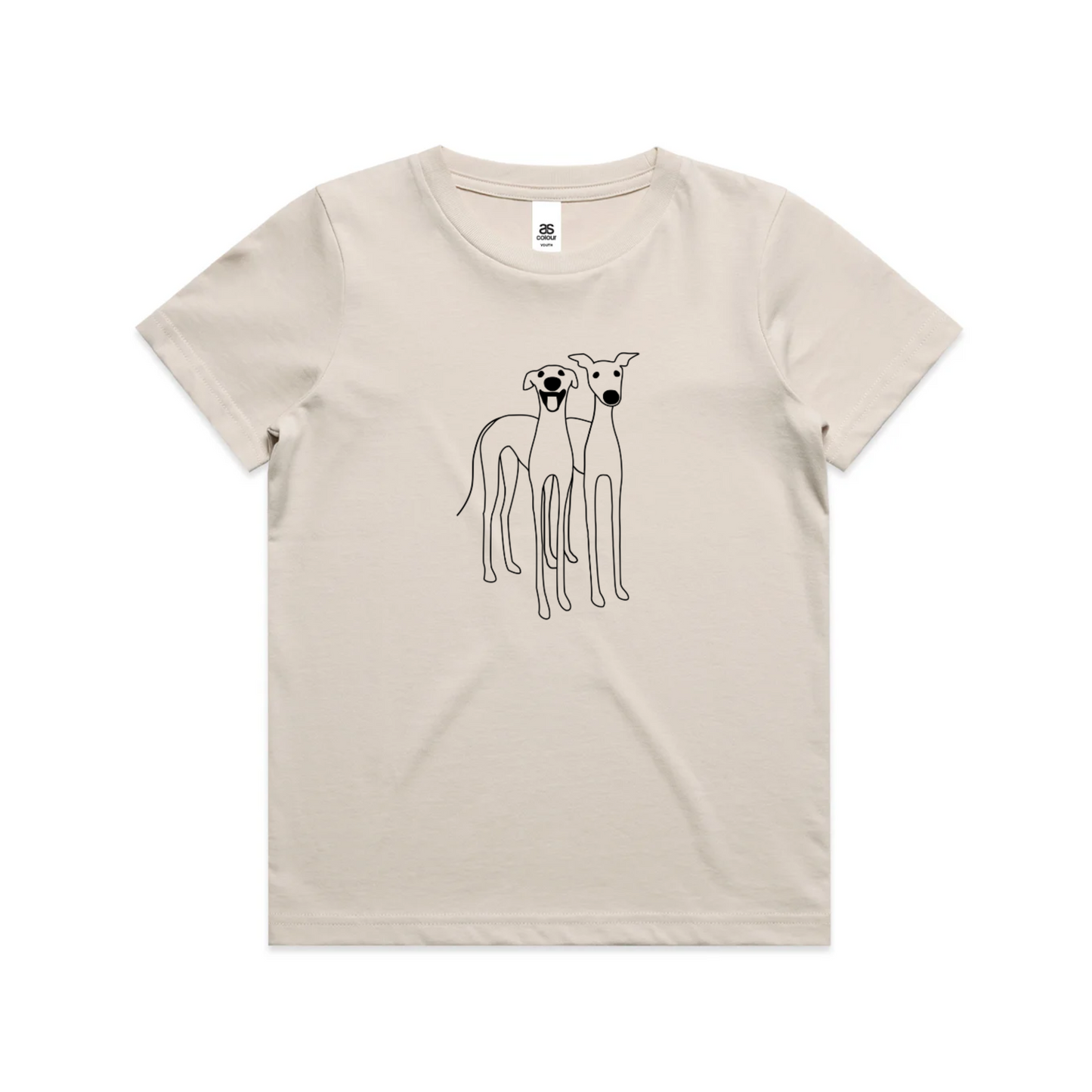 AS Colour Youth Staple Kids T-Shirt (8 to 16 years) 2 Cute Greyhounds