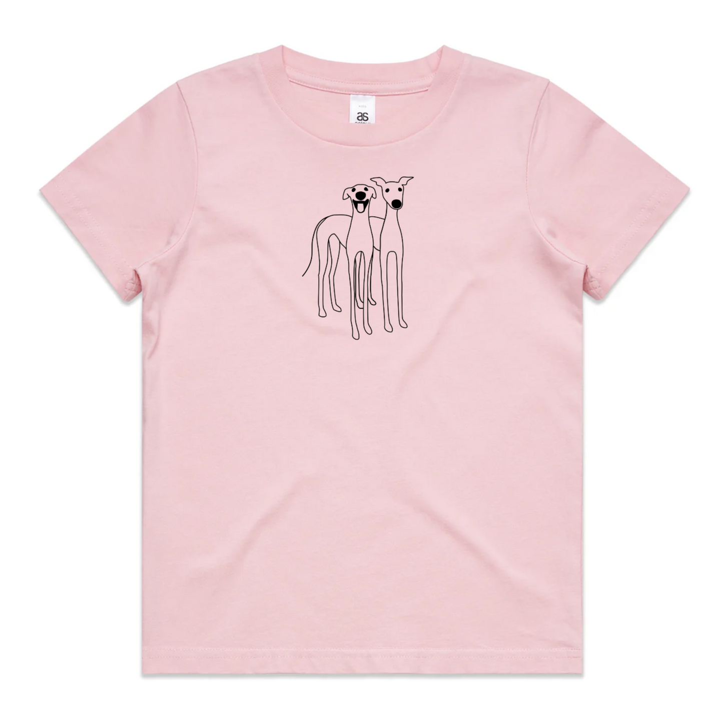 AS Colour Youth Staple Kids T-Shirt (8 to 16 years) 2 Cute Greyhounds