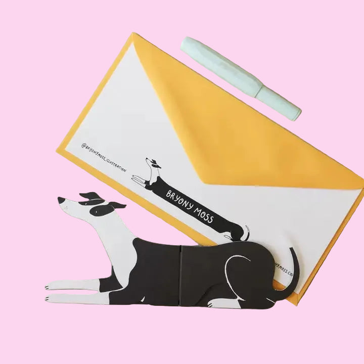 Albert, Extendable Hound Shaped Greetings Card - Bryony Moss Illustration