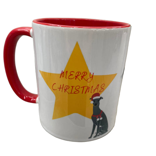 Merry Christmas Star Greyhound Mug