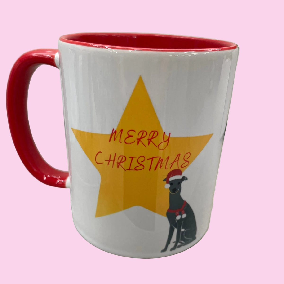 Merry Christmas Star Greyhound Mug