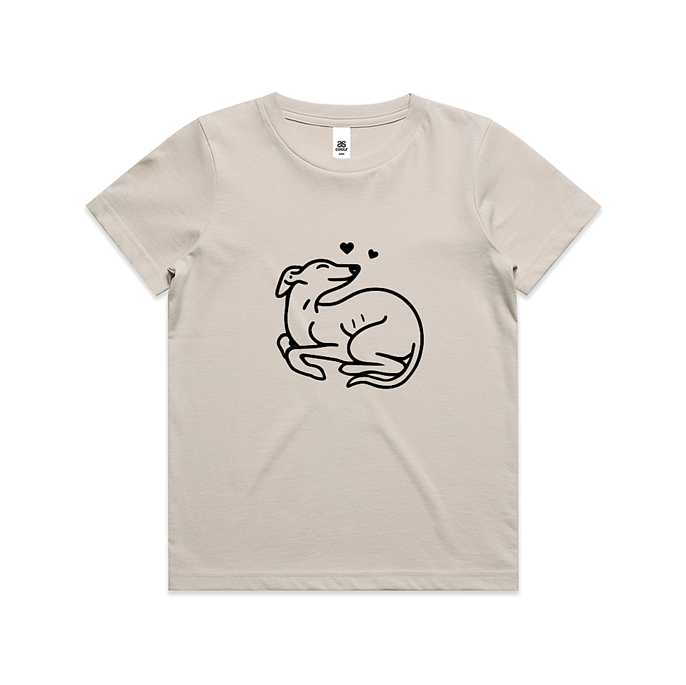 AS Colour Staple Kids T-Shirt Greyhound Puppy Hearts