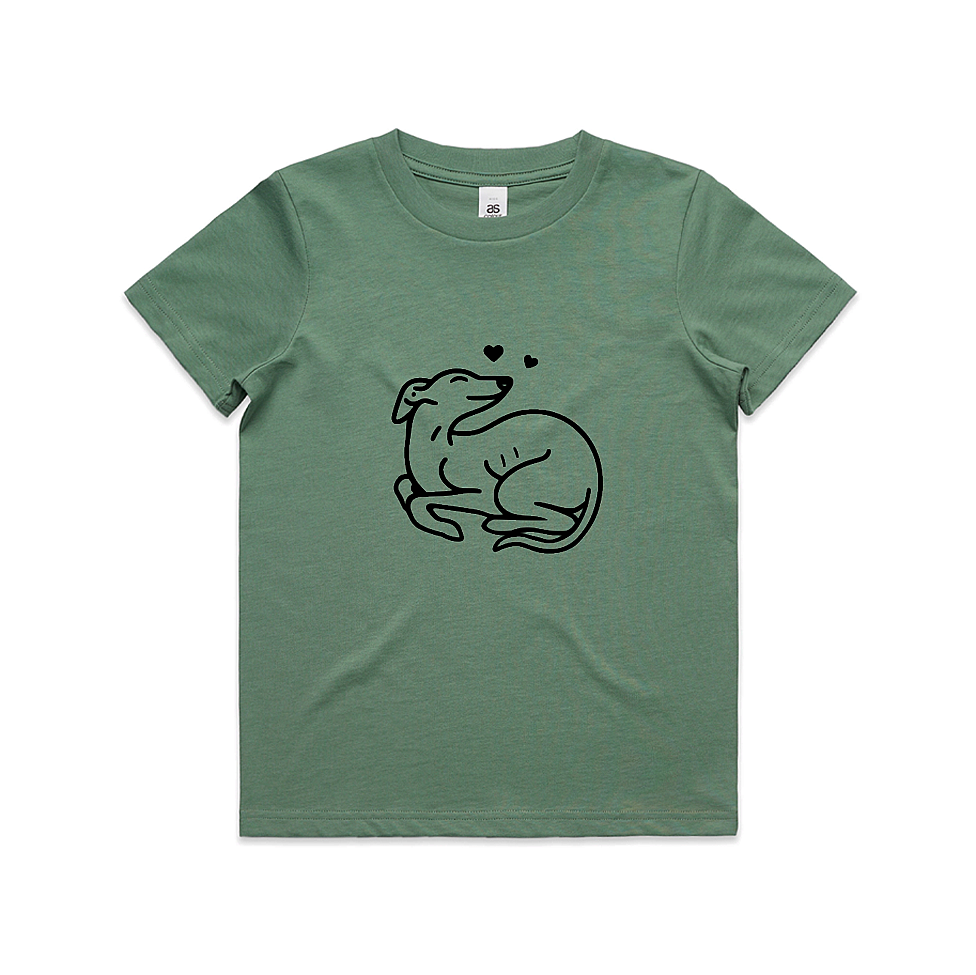 AS Colour Staple Kids T-Shirt Greyhound Puppy Hearts