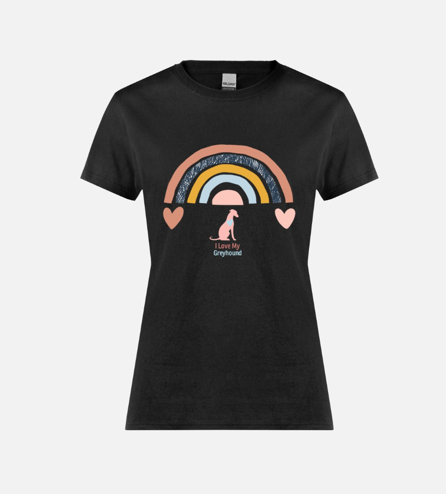 Greyhound Rainbow Ladies T-Shirt