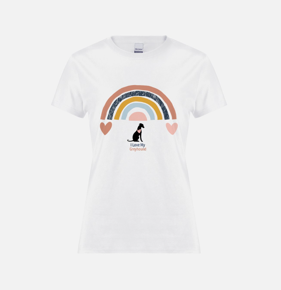 Greyhound Rainbow Ladies T-Shirt