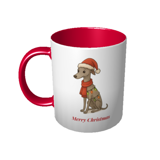 Merry Christmas Sitting Greyhound Mug