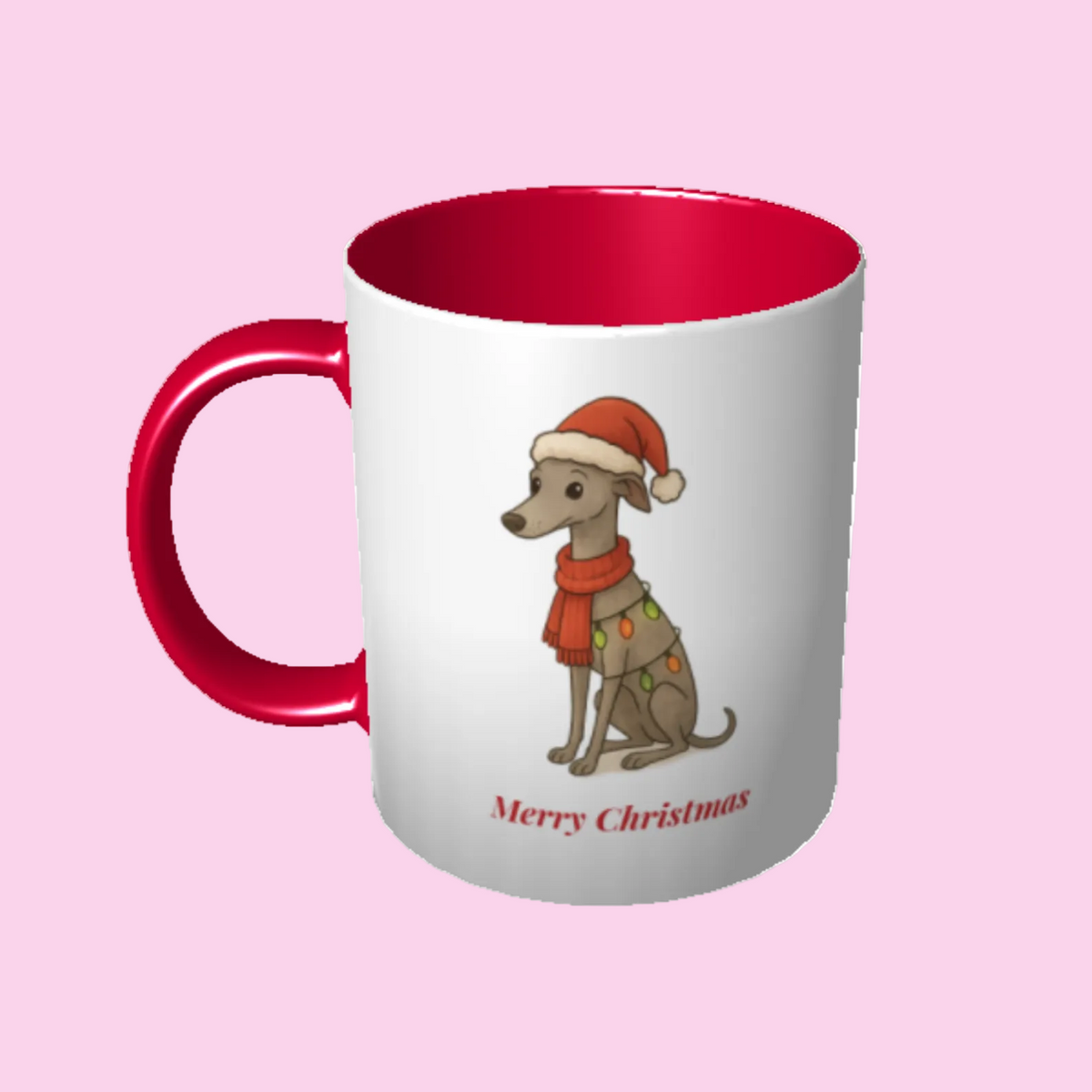 Merry Christmas Sitting Greyhound Mug