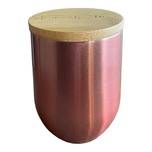 Rose Gold 360ml Wine Sipper with Engraved Bamboo Lid