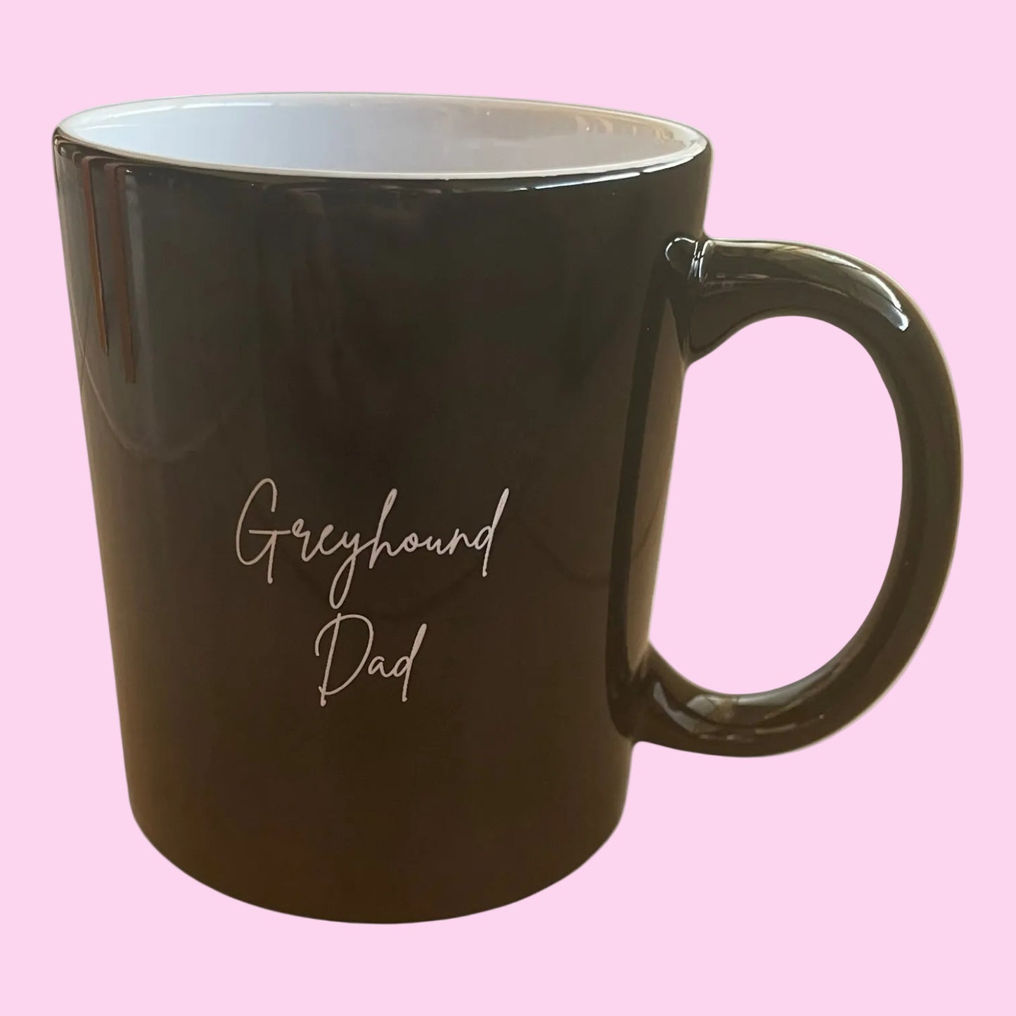 Greyhound Dad Laser Engraved Black Mug