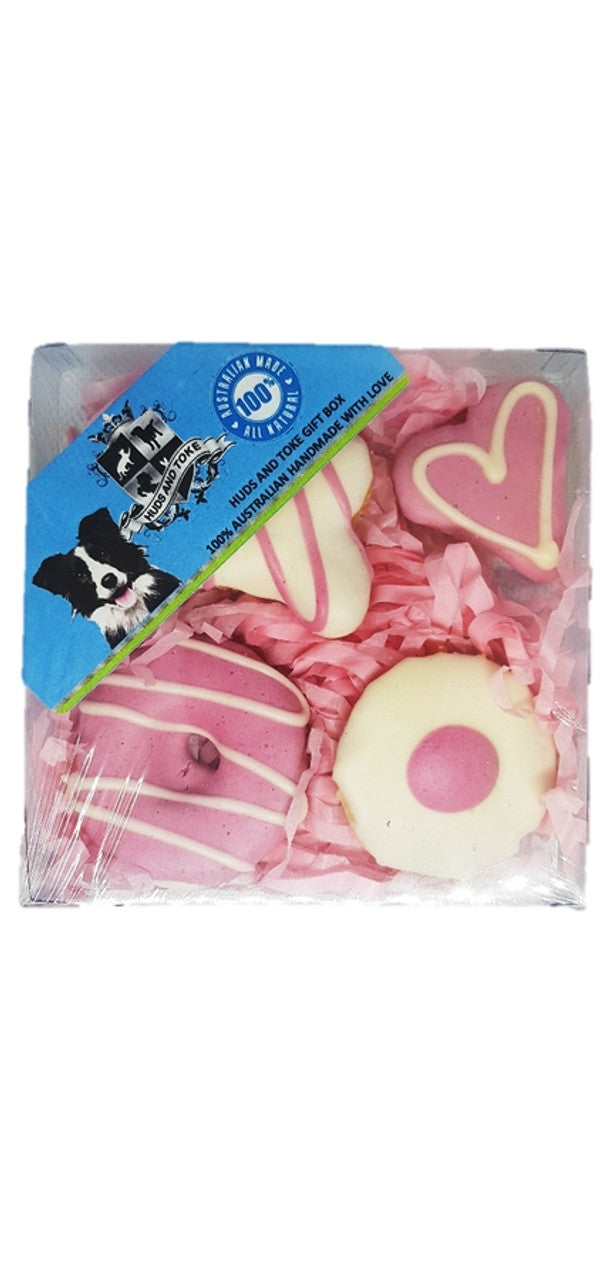 Pink Mixed Cookies - Dog Gift Box - Dog Treats 4 Pce