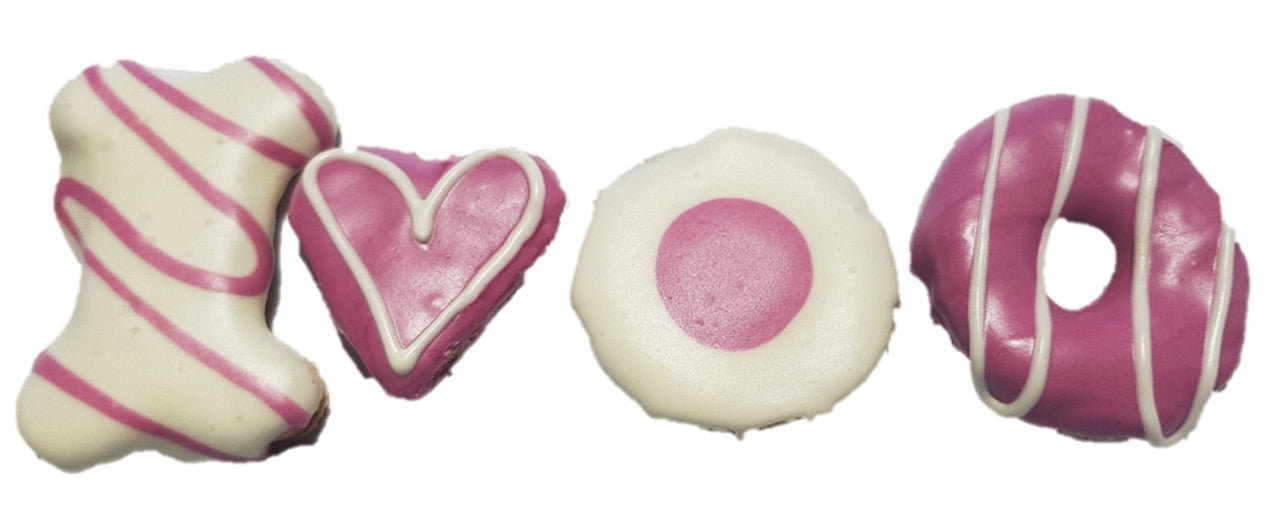Pink Mixed Cookies - Dog Gift Box - Dog Treats 4 Pce