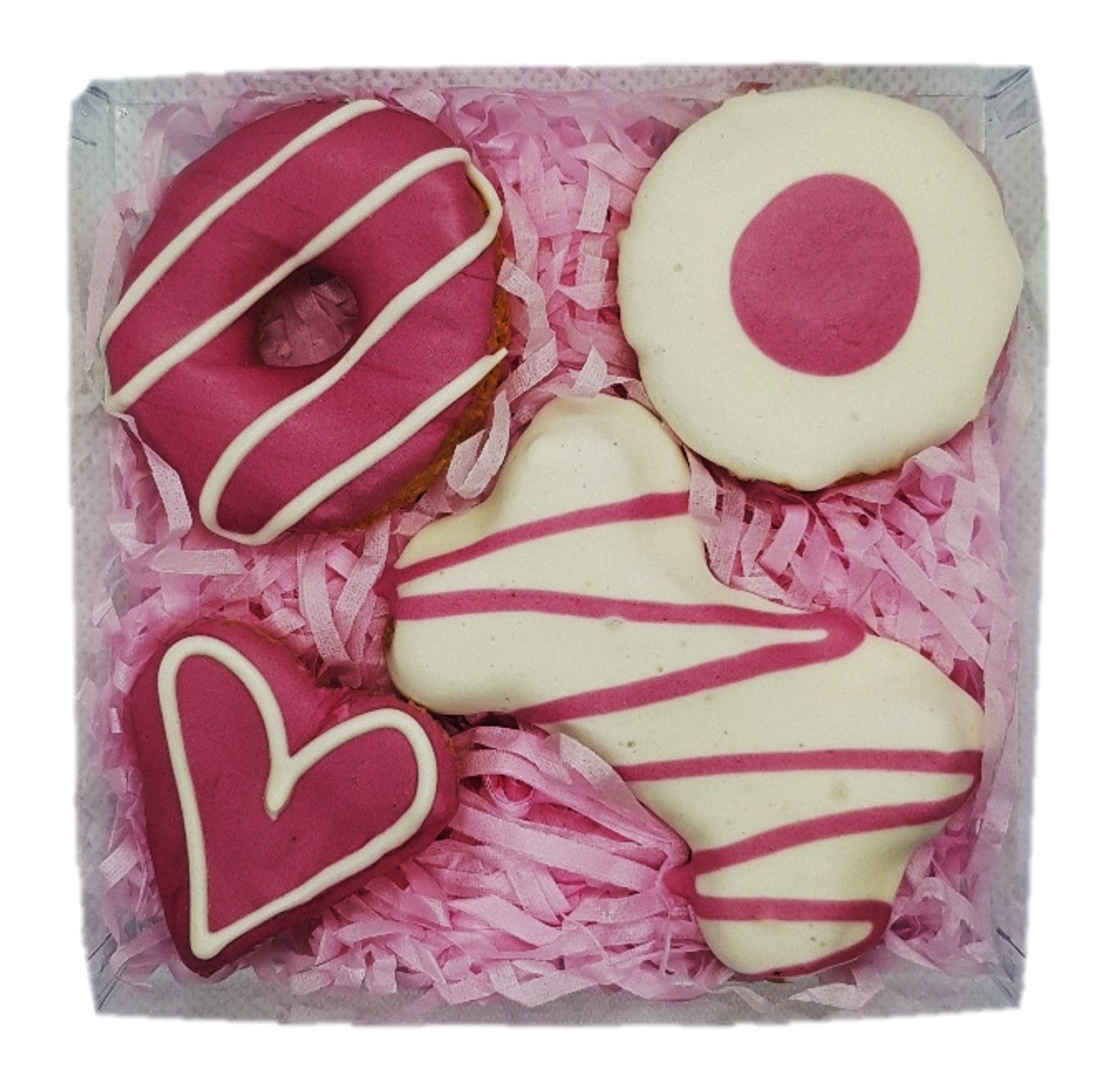 Pink Mixed Cookies - Dog Gift Box - Dog Treats 4 Pce