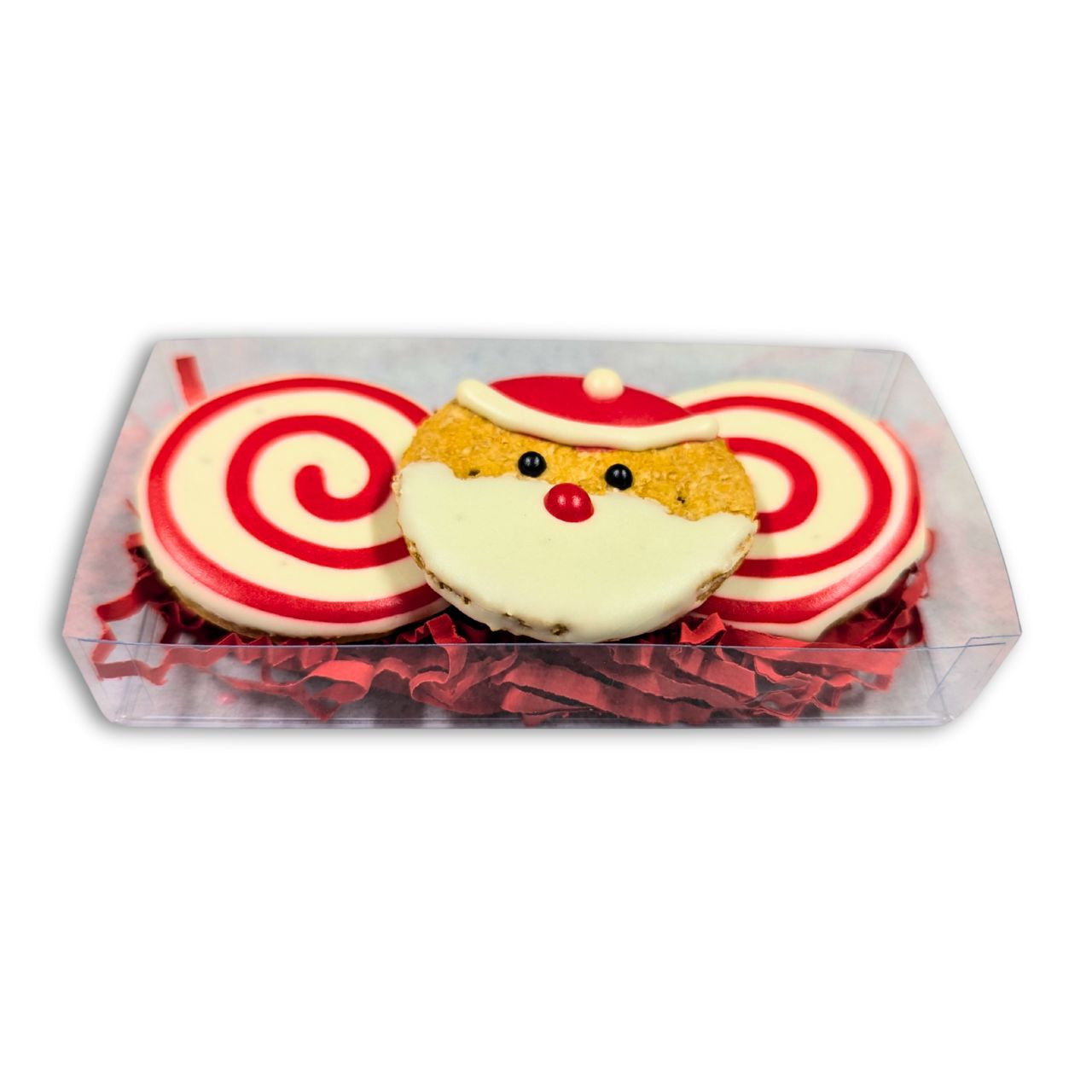 Santa and Swirl Christmas Gift Box - Christmas Dog Treat 3 Pce