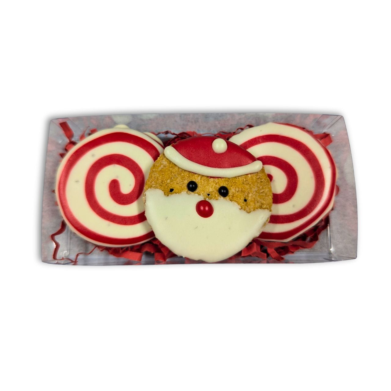 Santa and Swirl Christmas Gift Box - Christmas Dog Treat 3 Pce