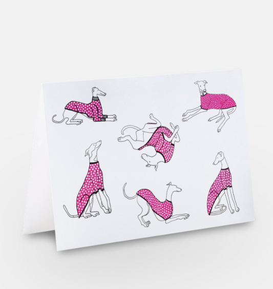 Card - Greyhounds in LAG Polka dot PJs