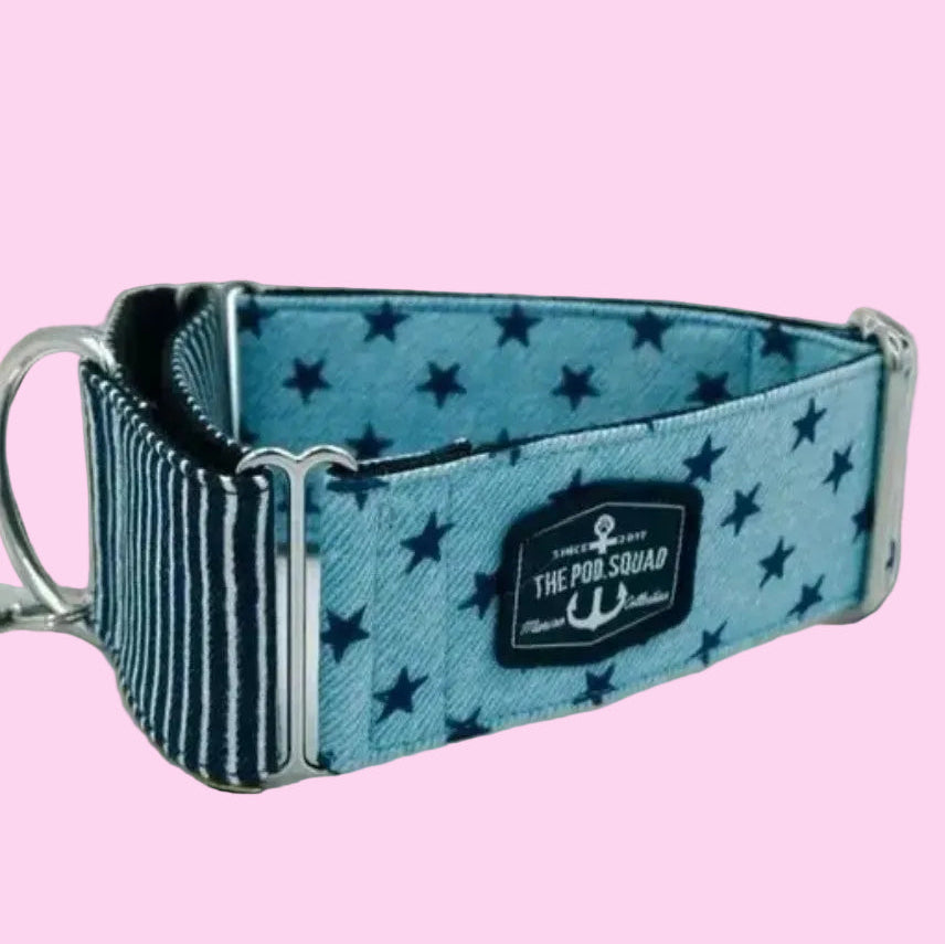 Nautical Sky Blue Stars - Marine Edition Martingale Collar