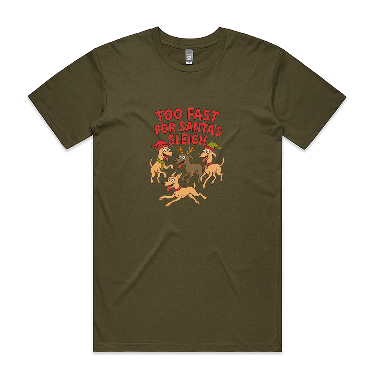 Men's Staple Tee Too Fast For Santa's Sleigh
