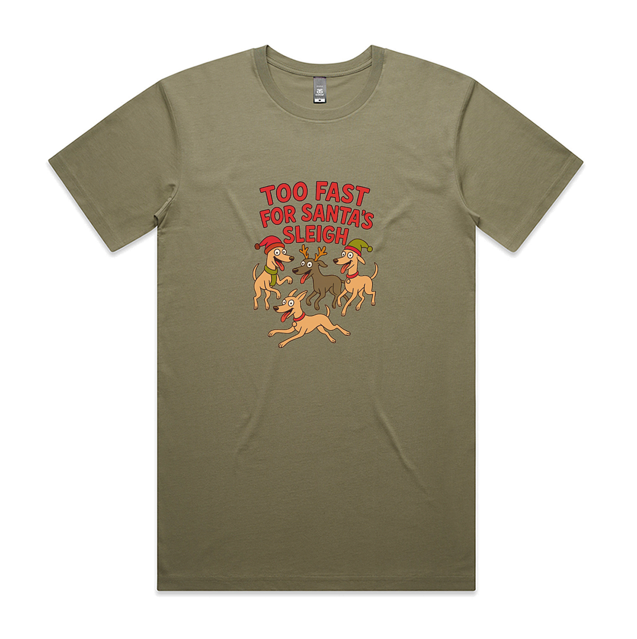 Men's Staple Tee Too Fast For Santa's Sleigh