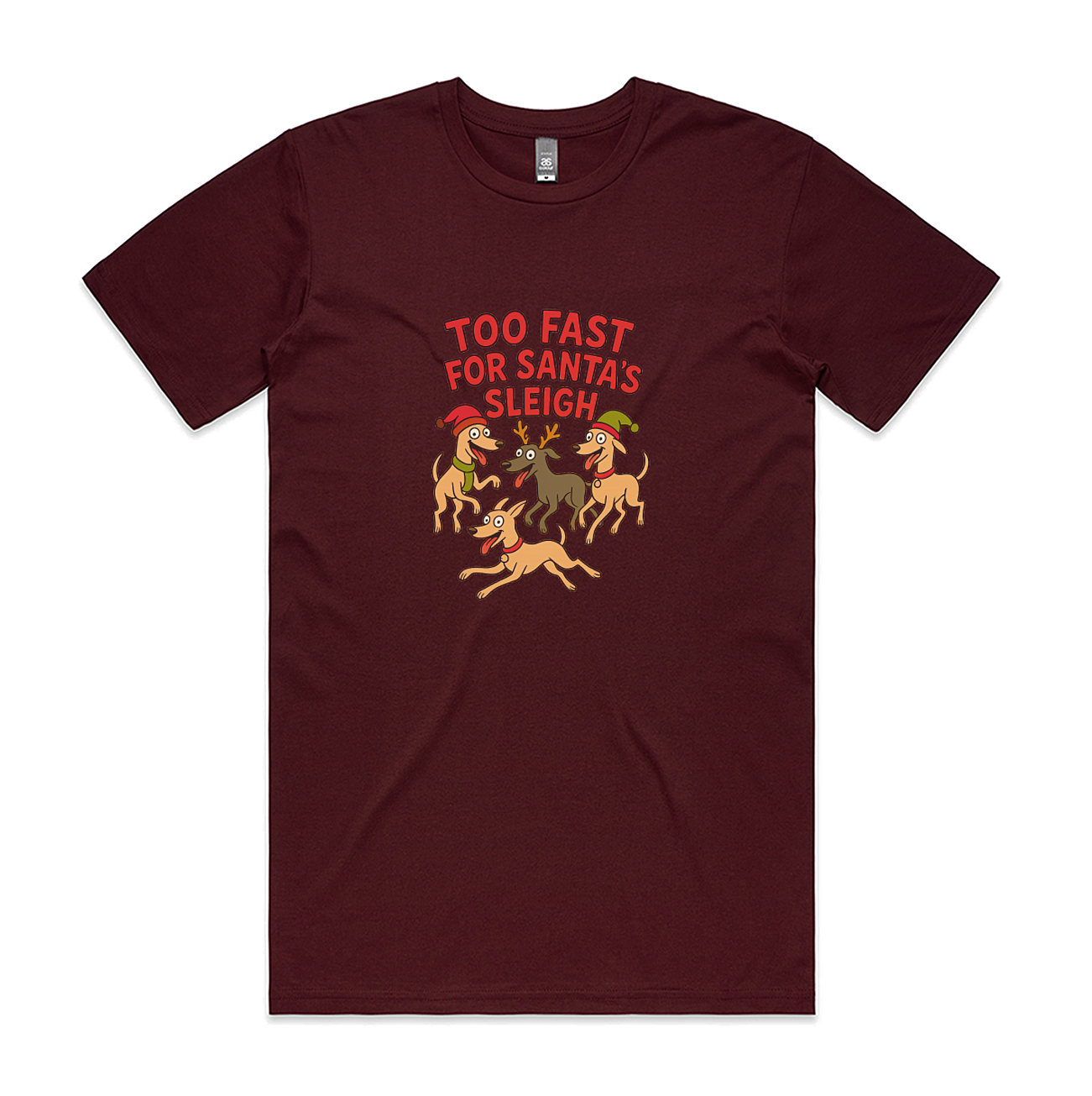 Men's Staple Tee Too Fast For Santa's Sleigh