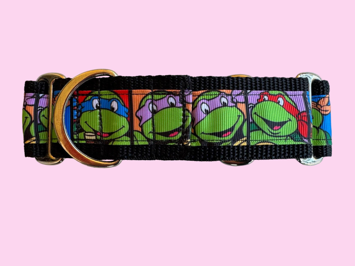 Whippet Martingale Collar, Wide Adjustable Dog Collar - Mutant Ninja Turtles