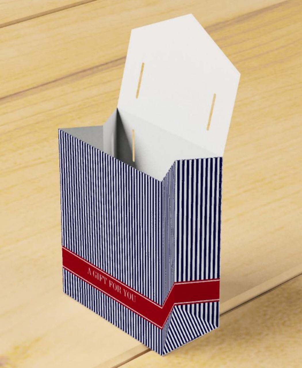 Red, Navy & White Pinstripe Gift Bag