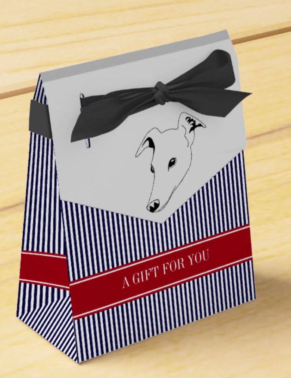 Red, Navy & White Pinstripe Gift Bag