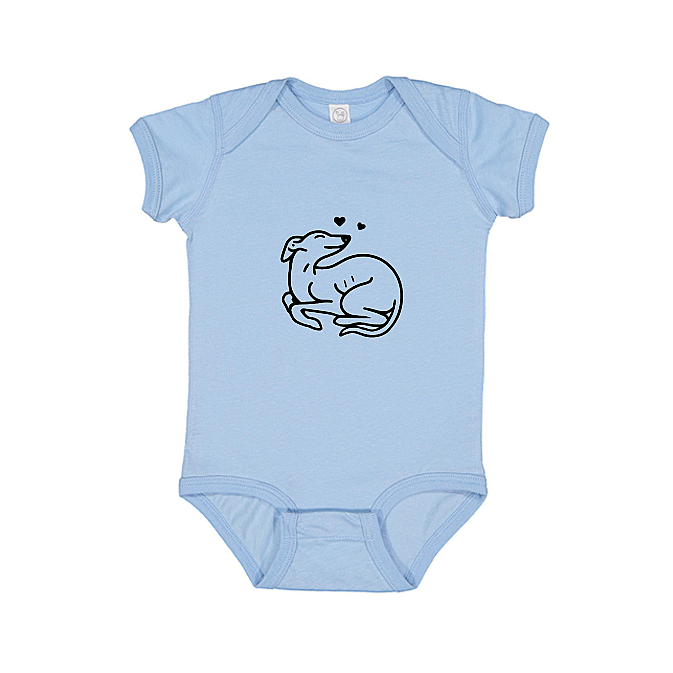 Babies Onesie Greyhound Puppy Hearts