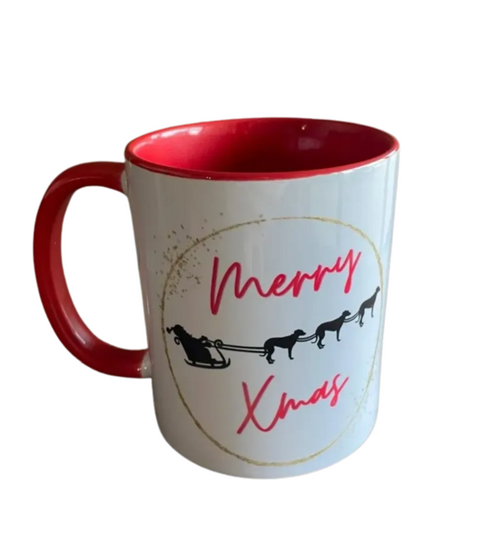 Merry Christmas Greyhound Sleigh Mug