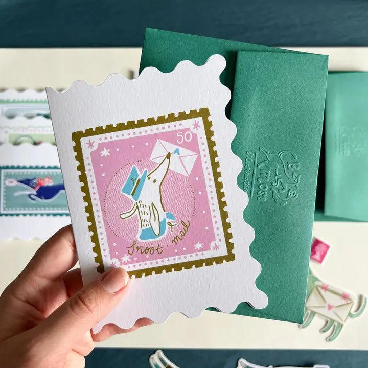 Snoot Mail, A6 Shaped Greetings Card - Bryony Moss Illustration