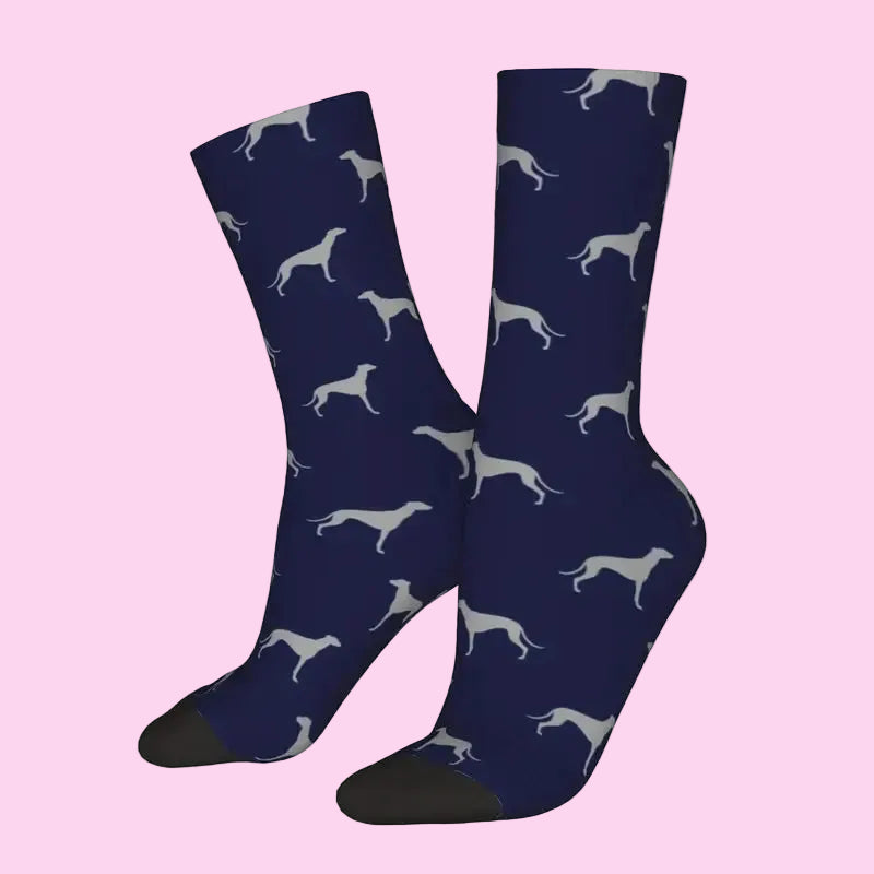 Greyhound Silhouette Navy Socks