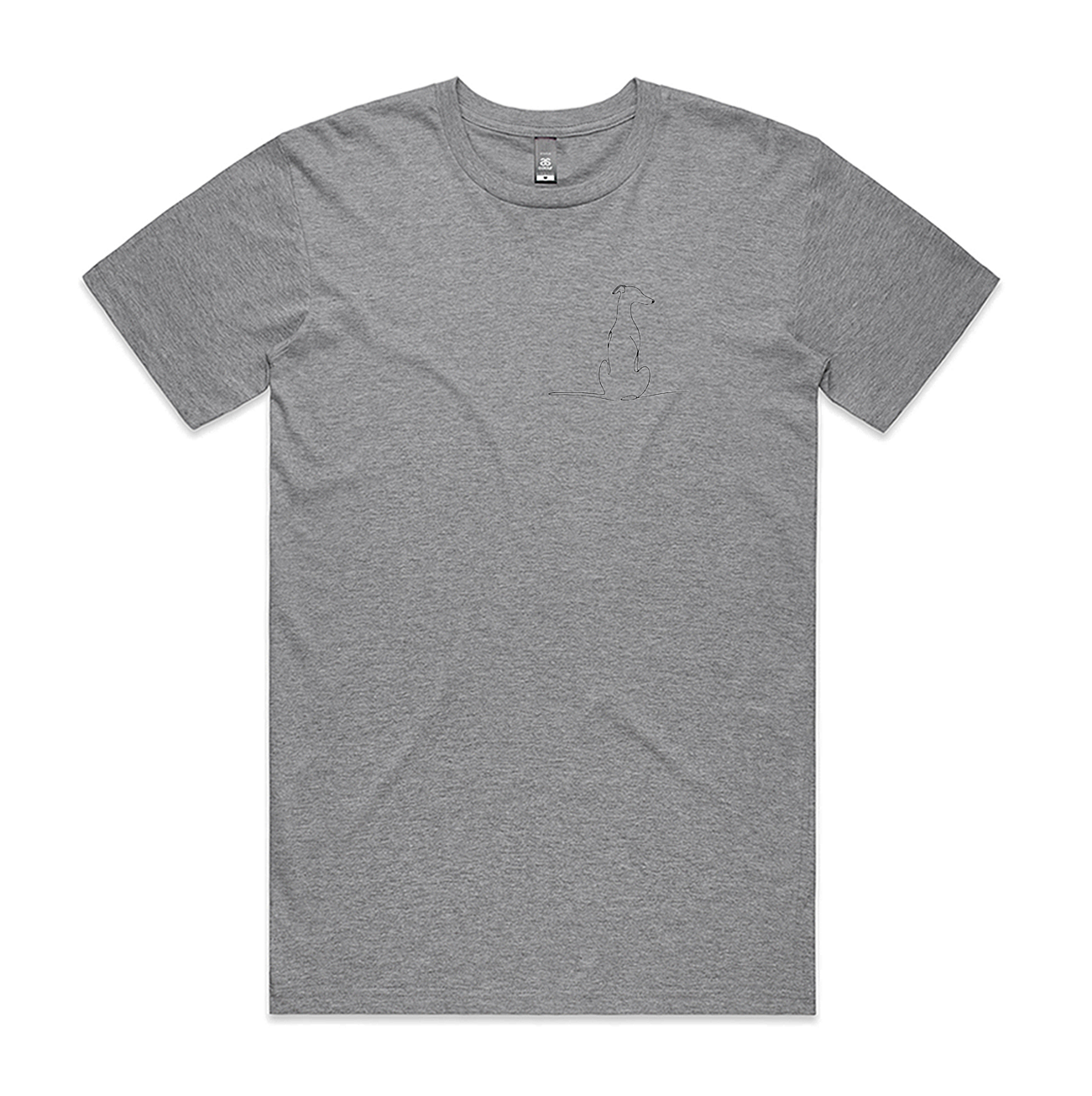 Men's Staple Tee Greyhound Sitting View from Back Image LHB