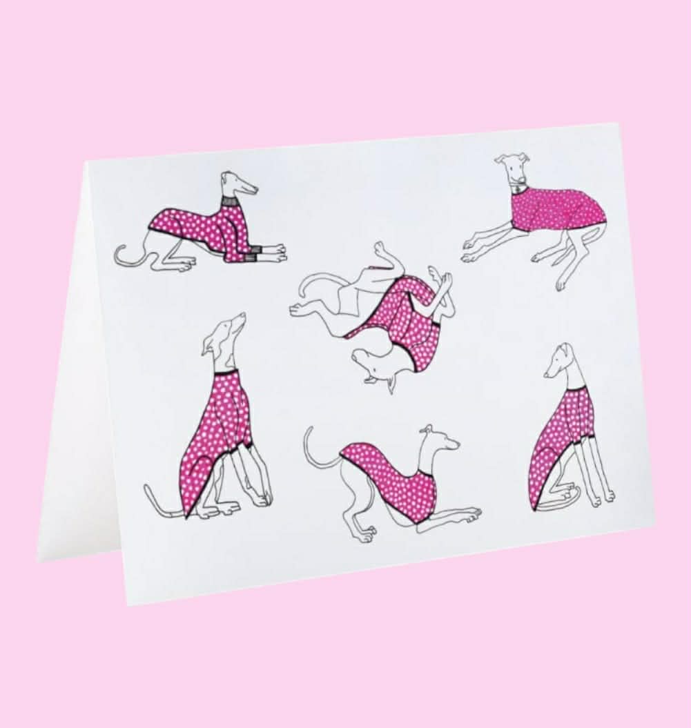 Card - Greyhounds in LAG Polka dot PJs
