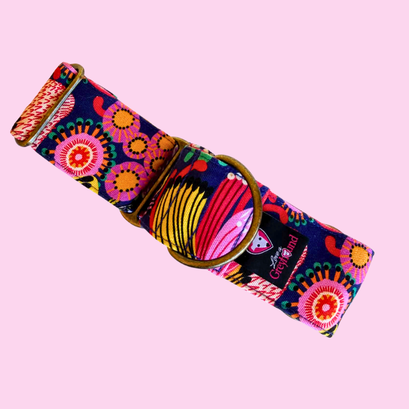 Psychedelic Petals Martingale Greyhound 2 Inch Collar