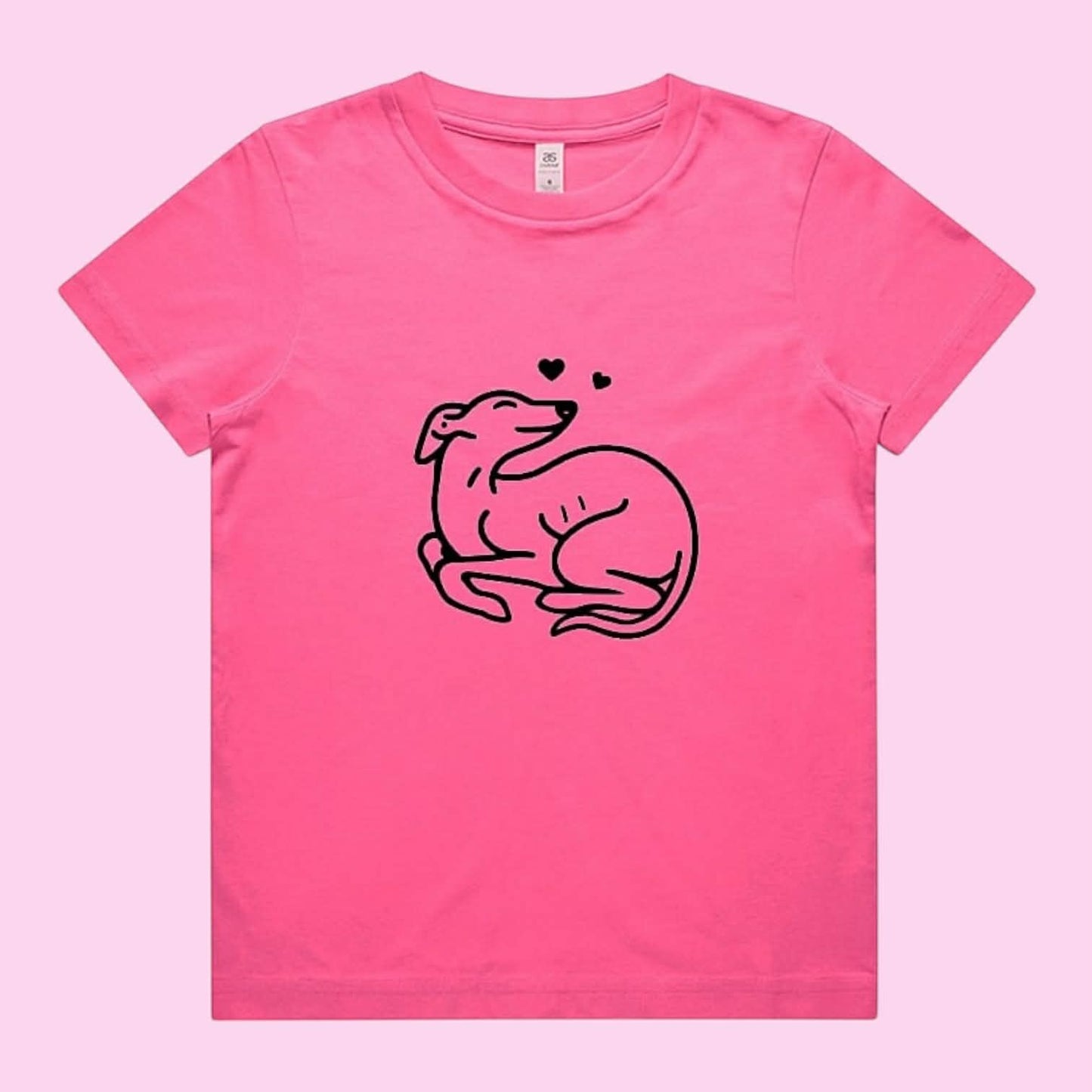 AS Colour Staple Kids T-Shirt Greyhound Puppy Hearts