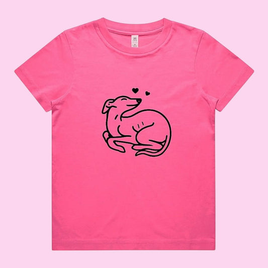 AS Colour Staple Kids T-Shirt Greyhound Puppy Hearts