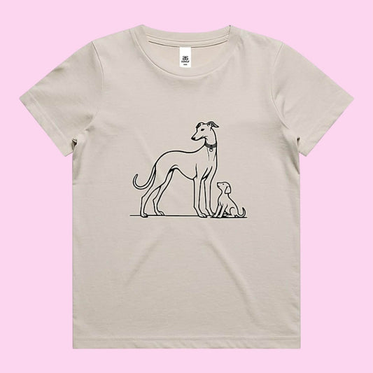 AS Colour Staple Kids T-Shirt Greyhound Mum and Puppy