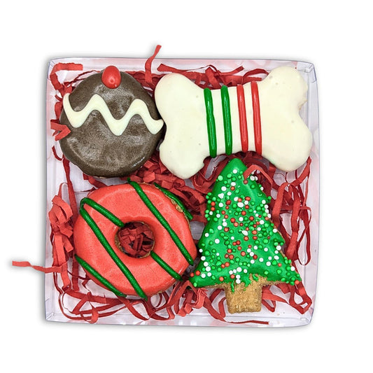 Christmas Dog Treat Gift Box - Mixed Christmas Cookie 4pce