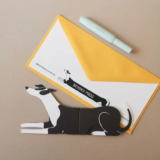 Albert, Extendable Hound Shaped Greetings Card - Bryony Moss Illustration