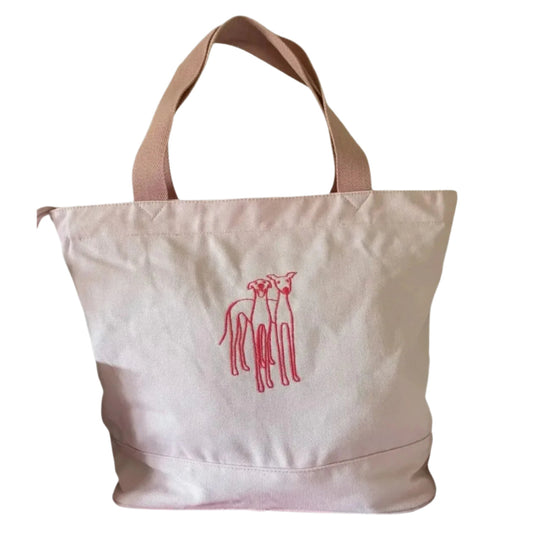 Embroidered Blush Pink Canvas Tote Bag
