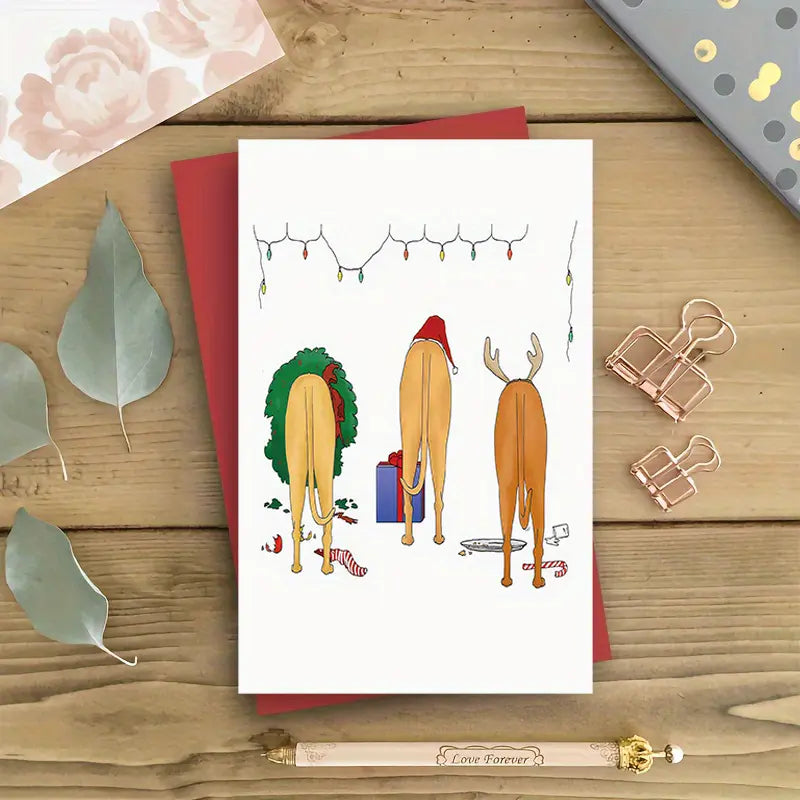 Greyhound Cartoon Festive Card