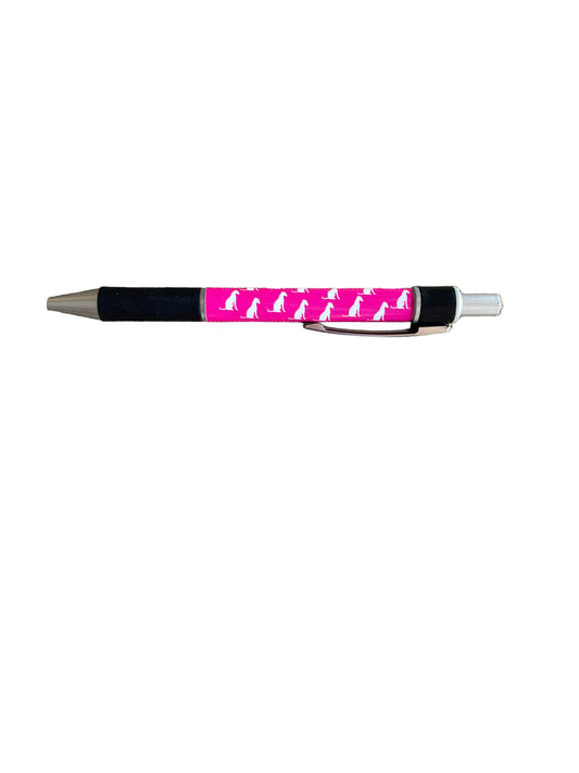 Greyhound Pink Pen - White Sitting Greyhound