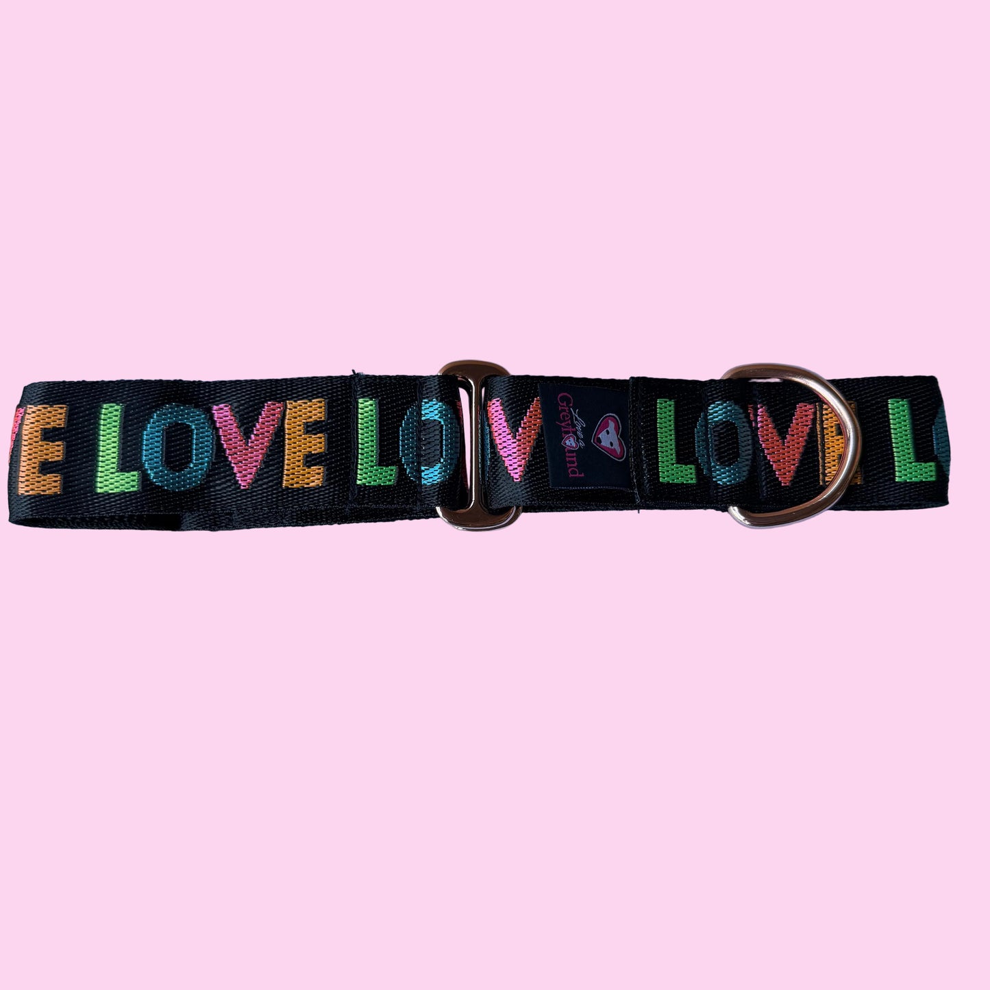 Rainbow Love Martingale Greyhound 1.5 Inch Collar