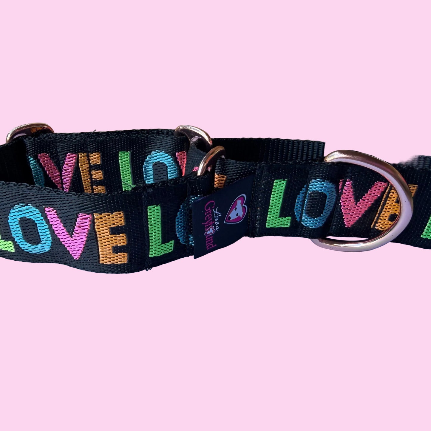 Rainbow Love Martingale Greyhound 1.5 Inch Collar