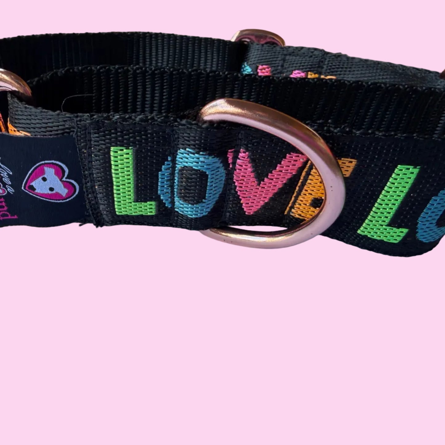 Rainbow Love Martingale Greyhound 1.5 Inch Collar