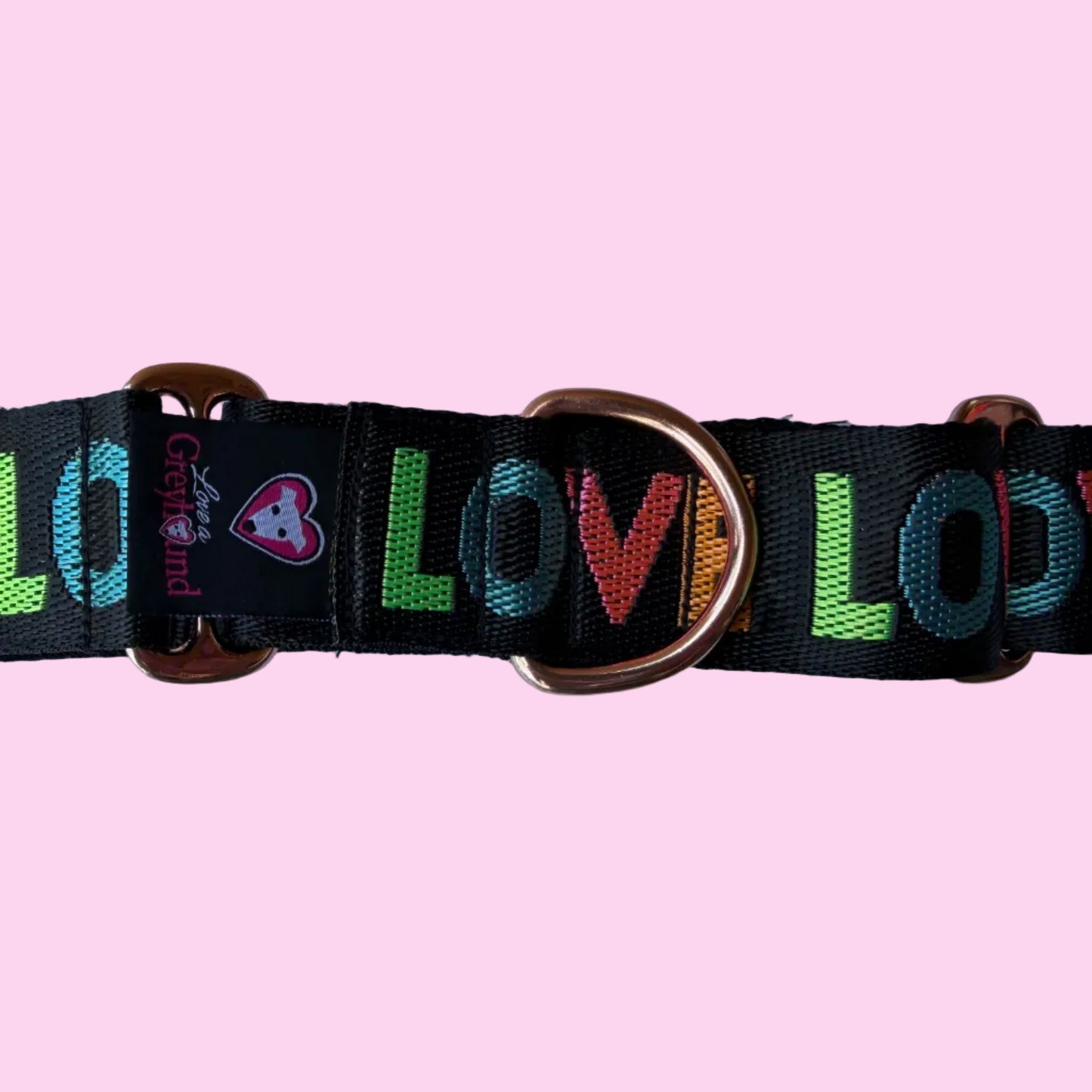 Rainbow Love Martingale Greyhound 1.5 Inch Collar