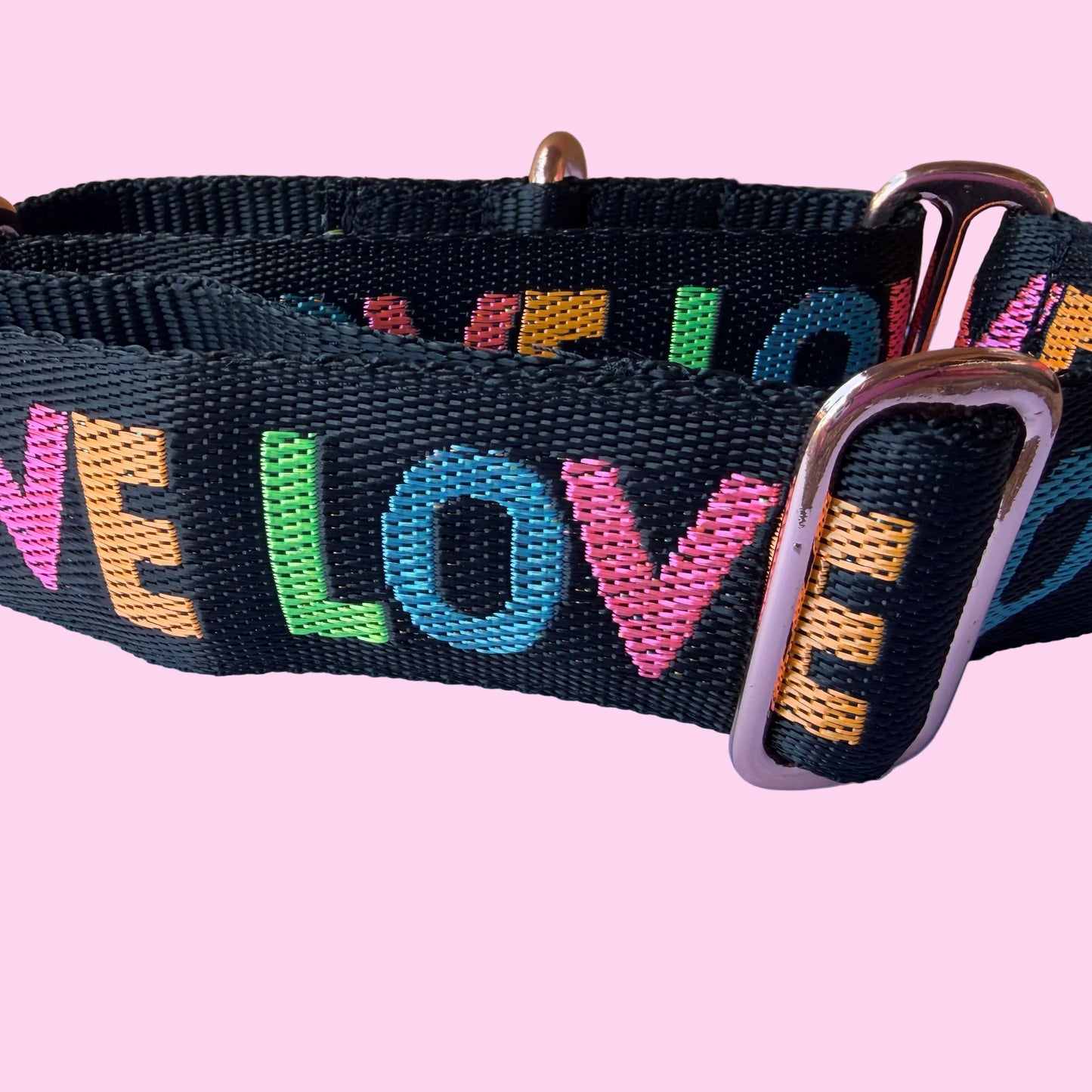 Rainbow Love Martingale Greyhound 1.5 Inch Collar