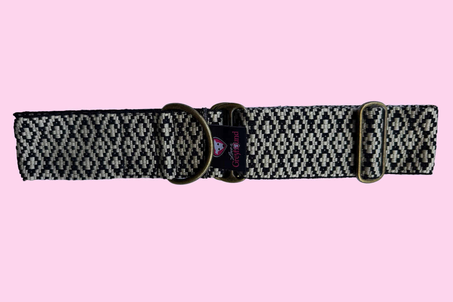 Classic Black & White Diamond Martingale Greyhound 2 Inch Collar
