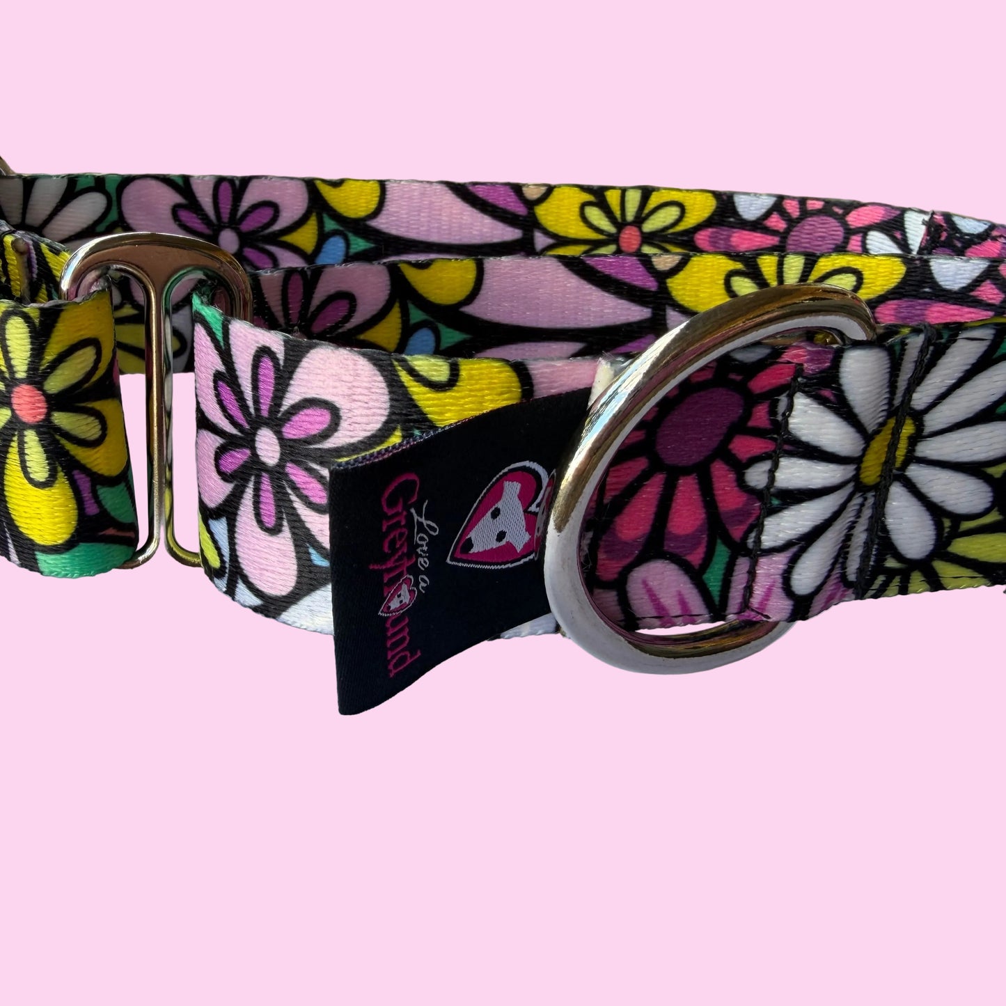 Flower Power Martingale Greyhound 1.5 Inch Collar