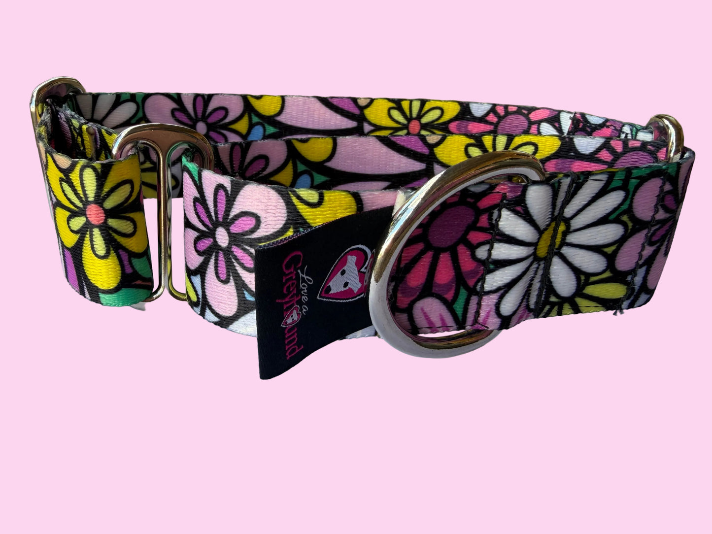 Flower Power Martingale Greyhound 1.5 Inch Collar